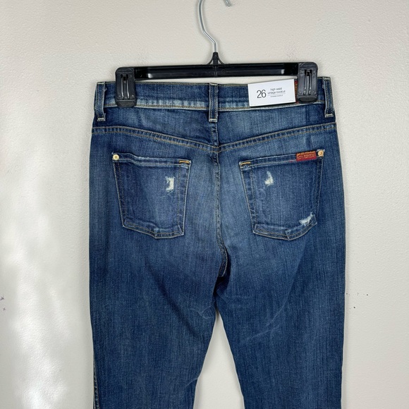 7 For All Mankind High Waist Vintage Bootcut Jeans Women's 26 Distressed NEW - Picture 8 of 9